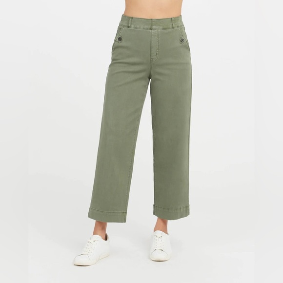 SPANX Pants - SPANX STRETCH TWILL CROPPED WIDE LEG PANT IN SOFT SAGE